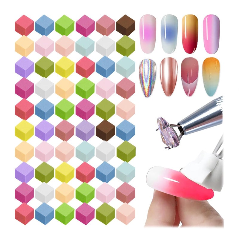 ESUOHYM 150 PCS Nail Sponges For Ombre Nail Art Supplies Brushes Design Tools Nail Tech Must Haves Accessories With 1 PCS Grab Pen for Salon And Home (Colorful, Medium Pack) - Image 1